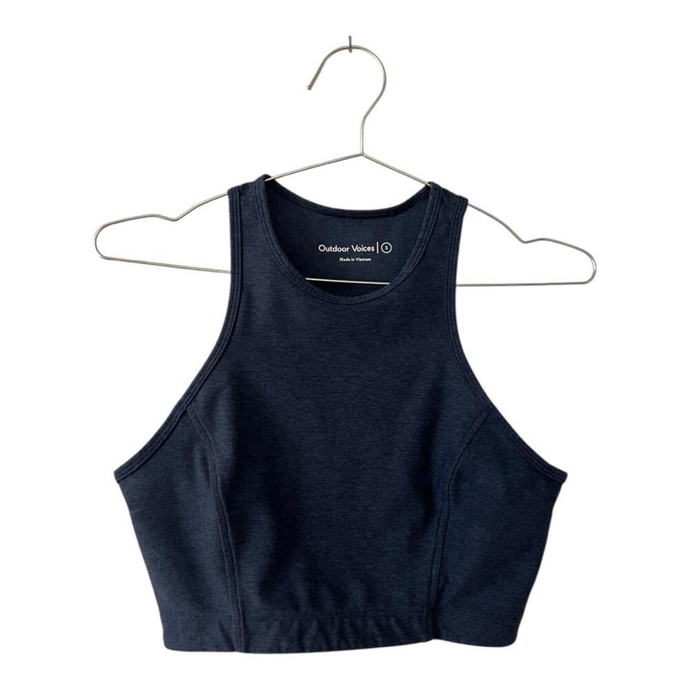 Outdoor Voices Athena Bra High Neck Crop Top Women’s Size Small Navy